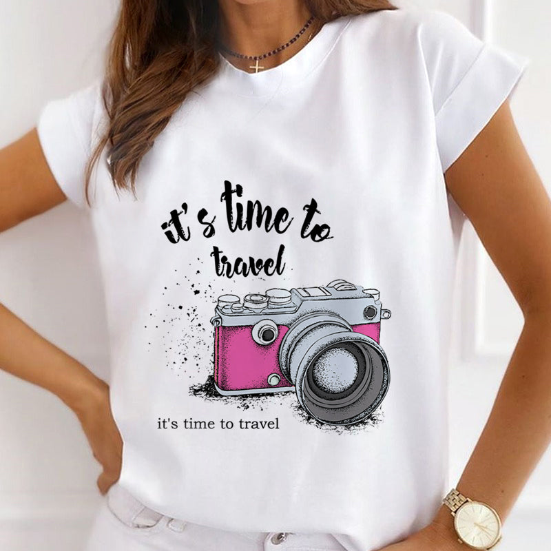 Style I£º Travel Together Women White T-Shirt
