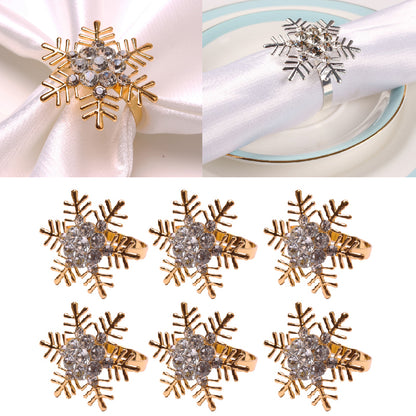 Rhinestone Christmas Snowflake Napkin Rings (Set of 6)