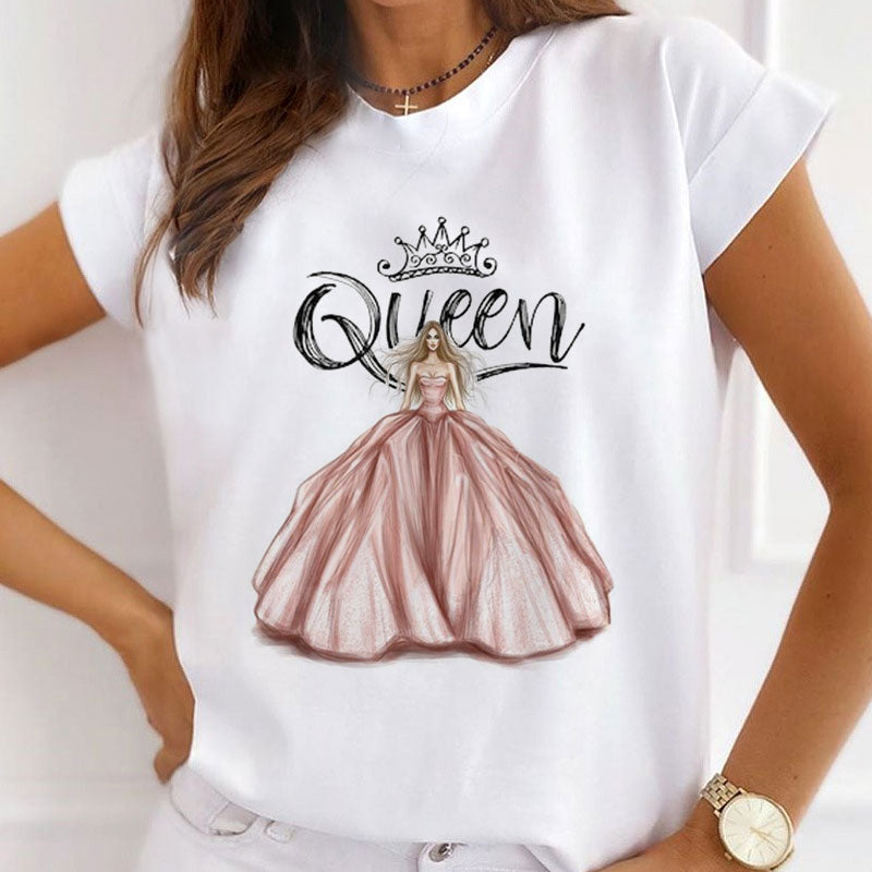 Style U£º  Like A Queen Female White T-Shirt