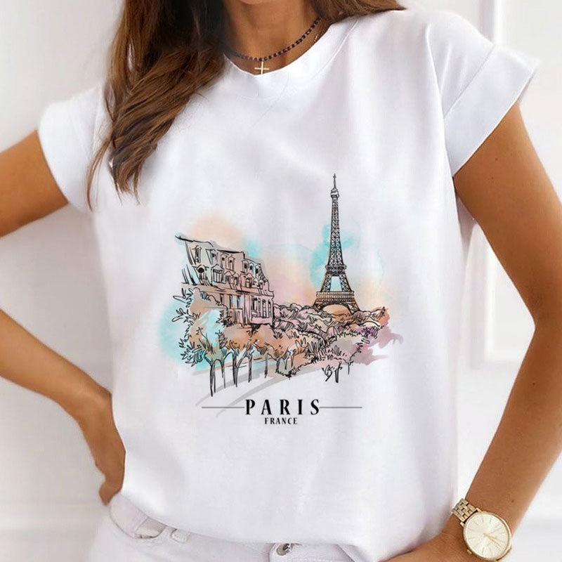 Style B :   Beautiful Paris Women White T-Shirt