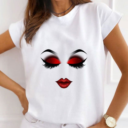 Style W : Makeup Becomes Delicate Female White T-Shirt