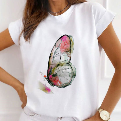 Style F :  Butterfly White T-Shirt Women