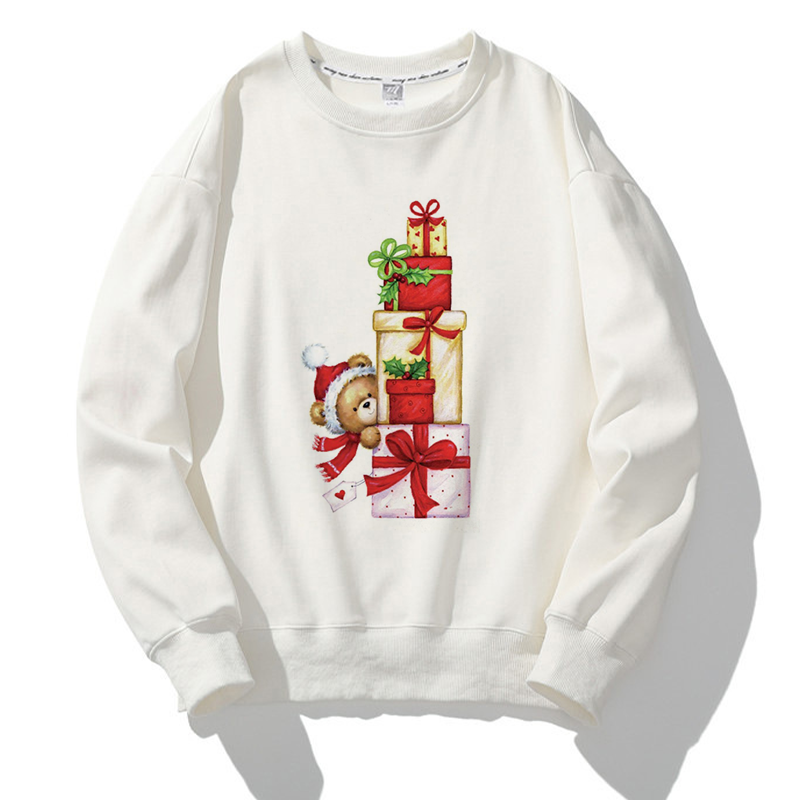 Lovely Christmas O-Neck White Sweater W