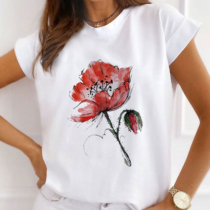 The Flower Is Full Of Love Women White T-Shirt A