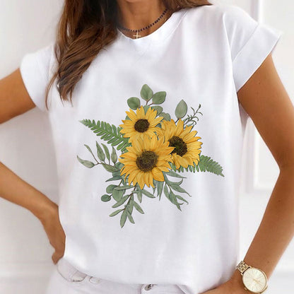 Style F :   Sunflower Femal White T-Shirt