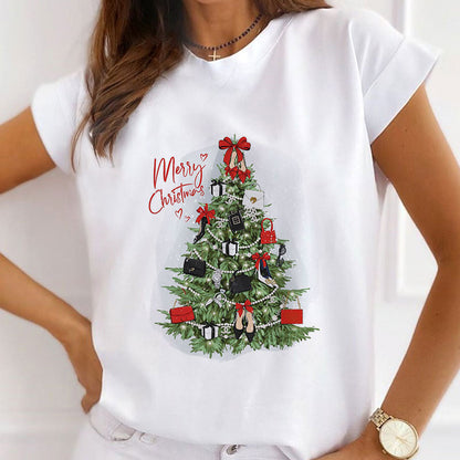 Hello Christmas Women White T-Shirt D