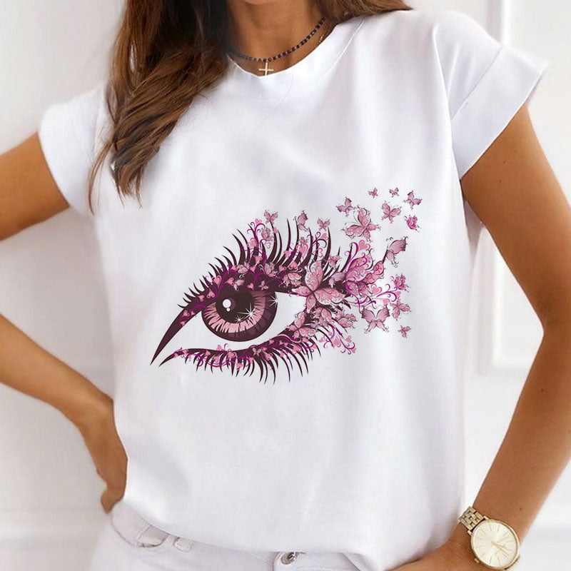 Beautiful Eye Women White T-Shirt A