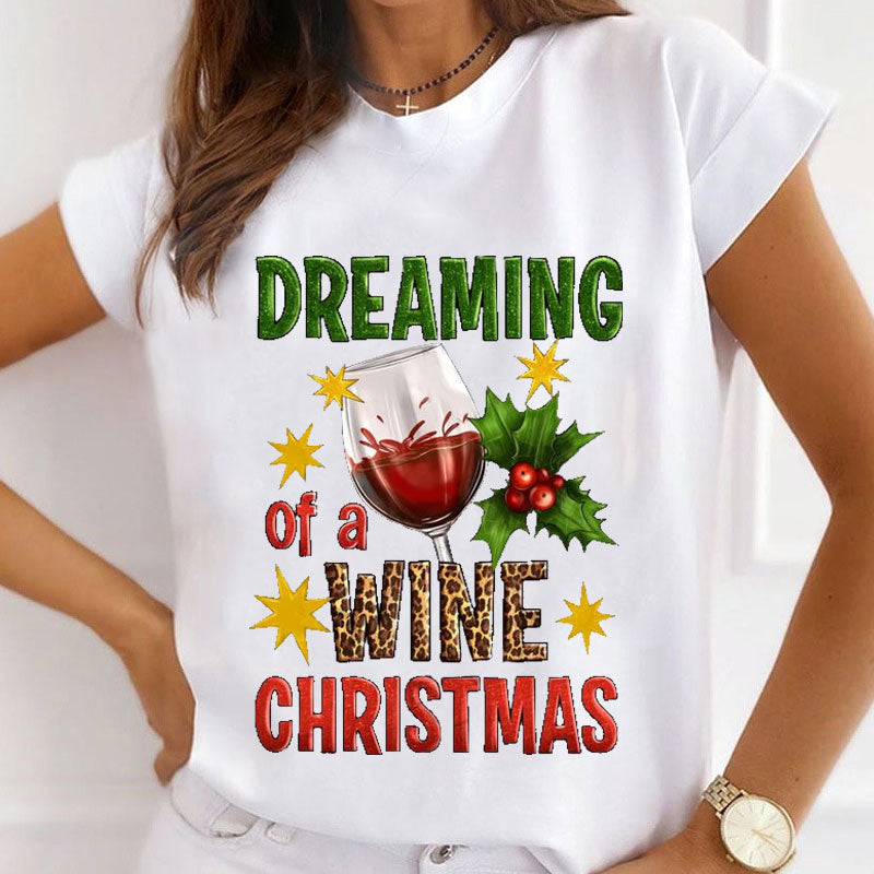 Merry Christmas Women White T-Shirt D