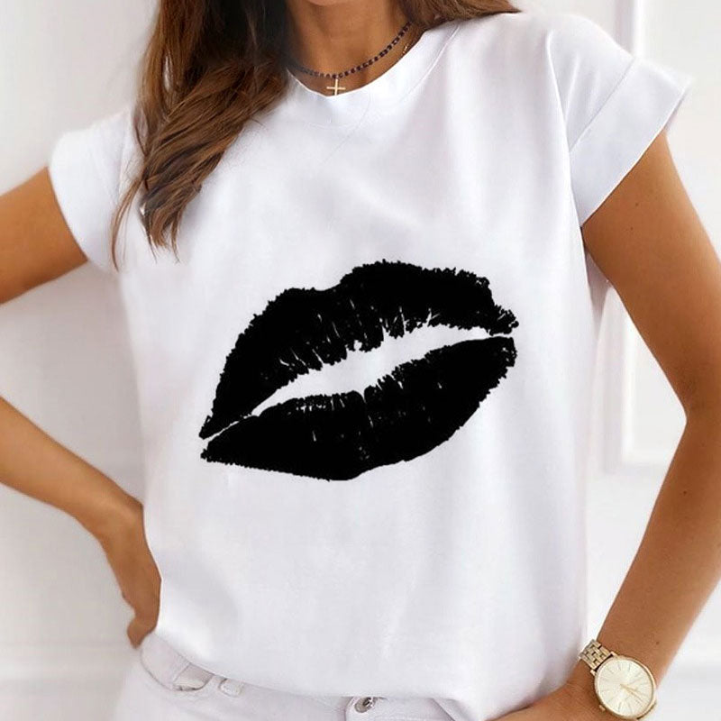 Style V: Sexy Lips Women White T-Shirt