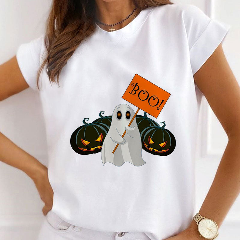 Happy Halloween Ladies White T-Shirt U