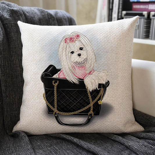 Cute Puppy Linen Pillowcase