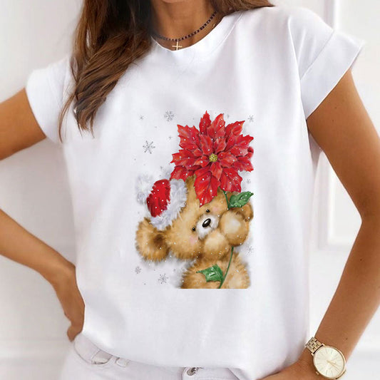 Merry Christmas Ladies White T-Shirt L