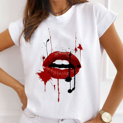 Style M: Sexy Lips Women White T-Shirt