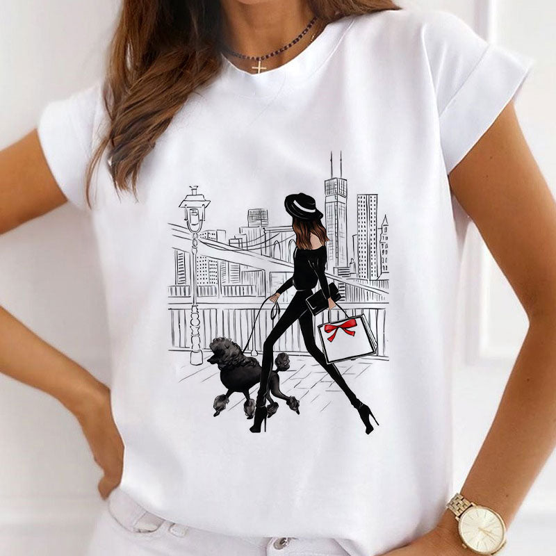 Style L :  Fashion Paradise Paris Female White  T-Shirt
