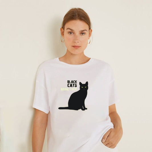 BLACK CATS BRING LUCK Cotton Tee