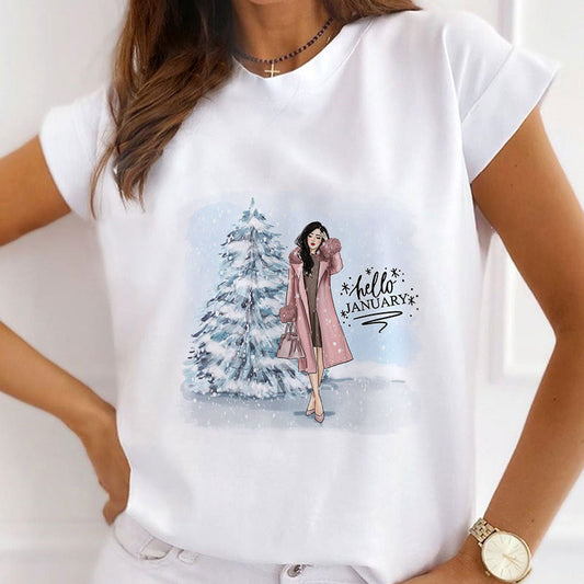 HAPPY 2021 Christmas Women White T-Shirt T