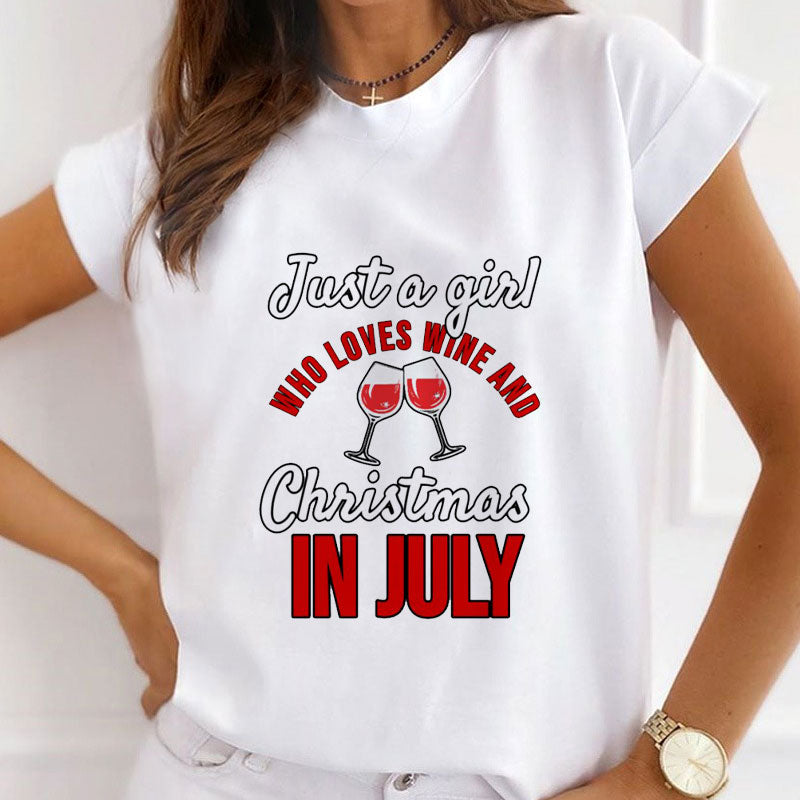 Christmas In July Women White T-Shirt E
