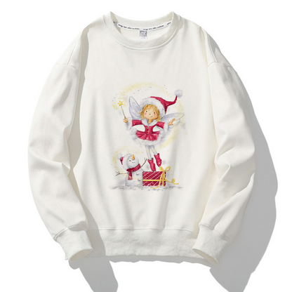 Lovely Christmas O-Neck White Sweater F