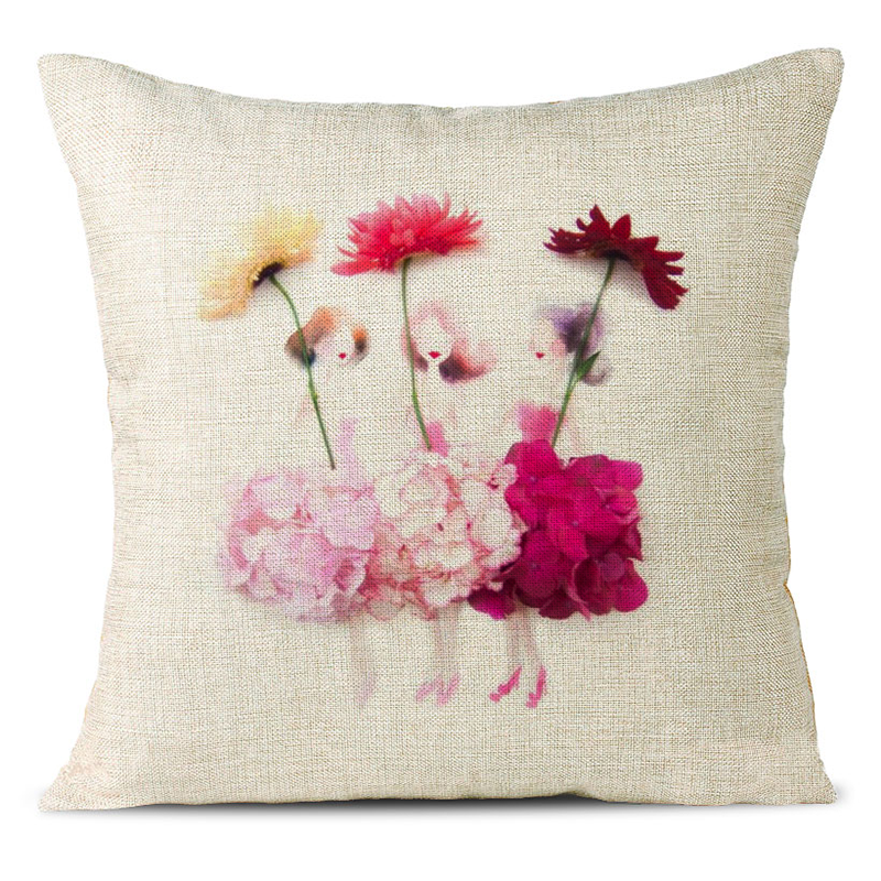 Beautiful Flowers Linen Pillowcase