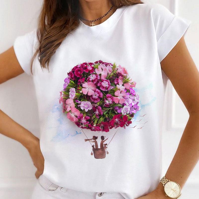 Beautiful Flowers Women White T-Shirt