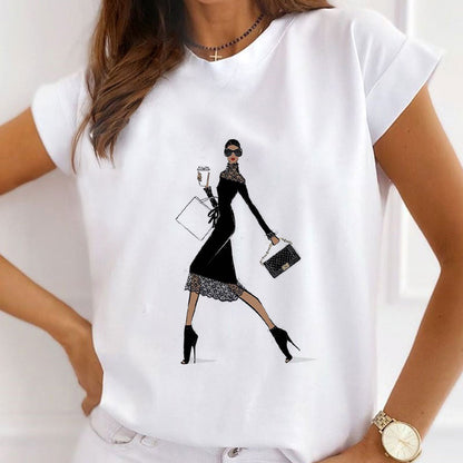 Style M :  Fashion Industry Leader Female White  T-Shirt