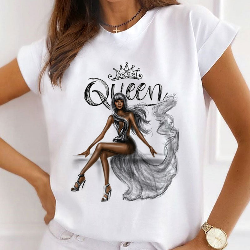 Style V£º  Like A Queen Female White T-Shirt