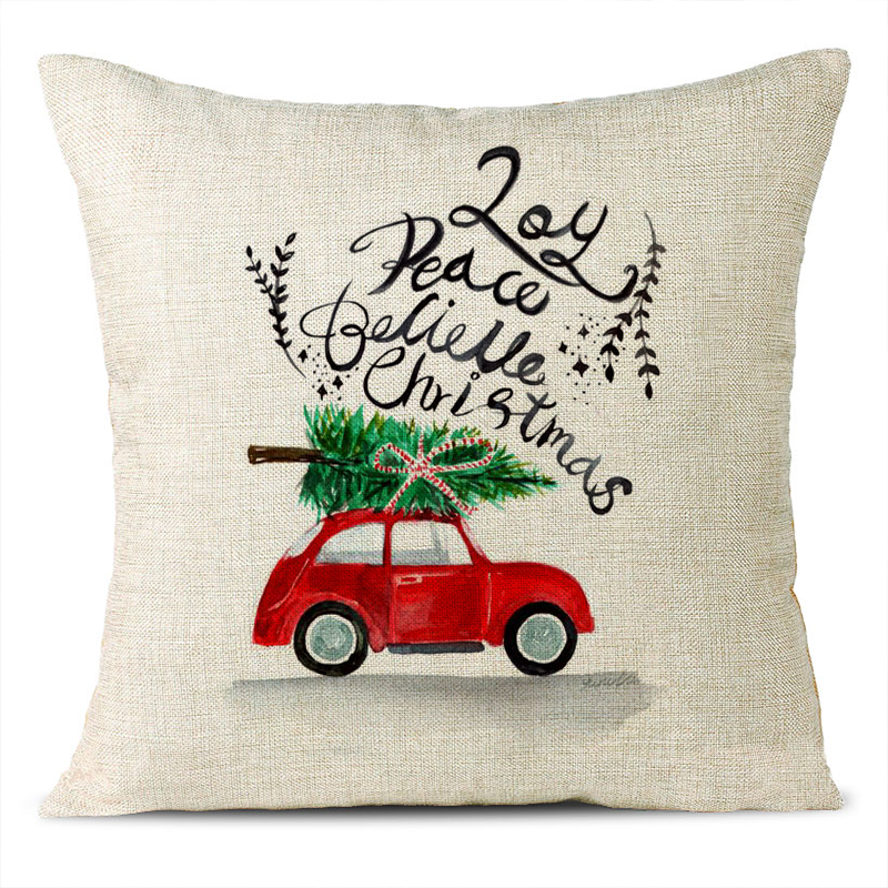 Christmas Themed Linen Pillowcase