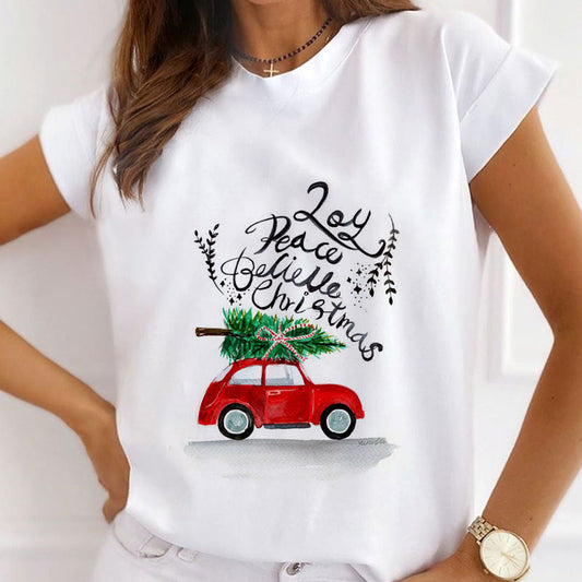 Merry Christmas Ladies White T-Shirt M