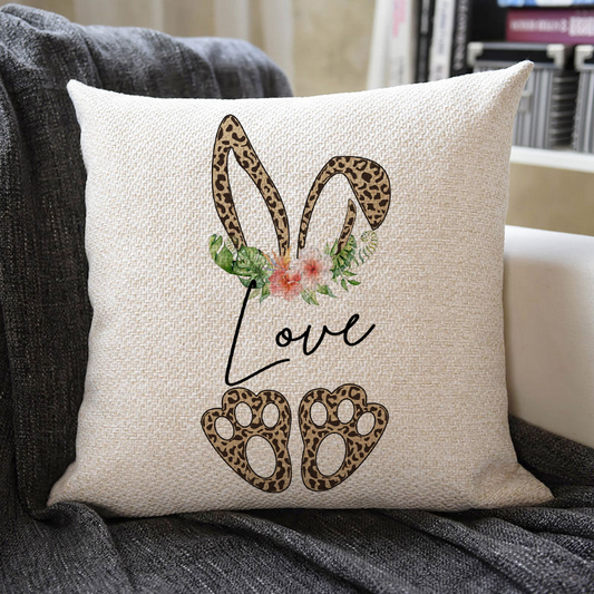 Cute Rabbit Linen Pillowcase