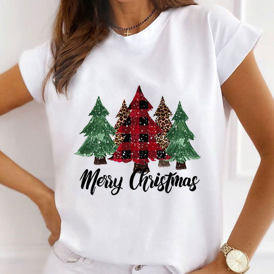 HAPPY NEW YEAR Christmas Women White T-Shirt C