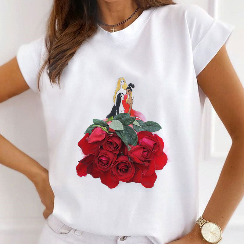The Flower Is Full Of Love Women White T-Shirt F