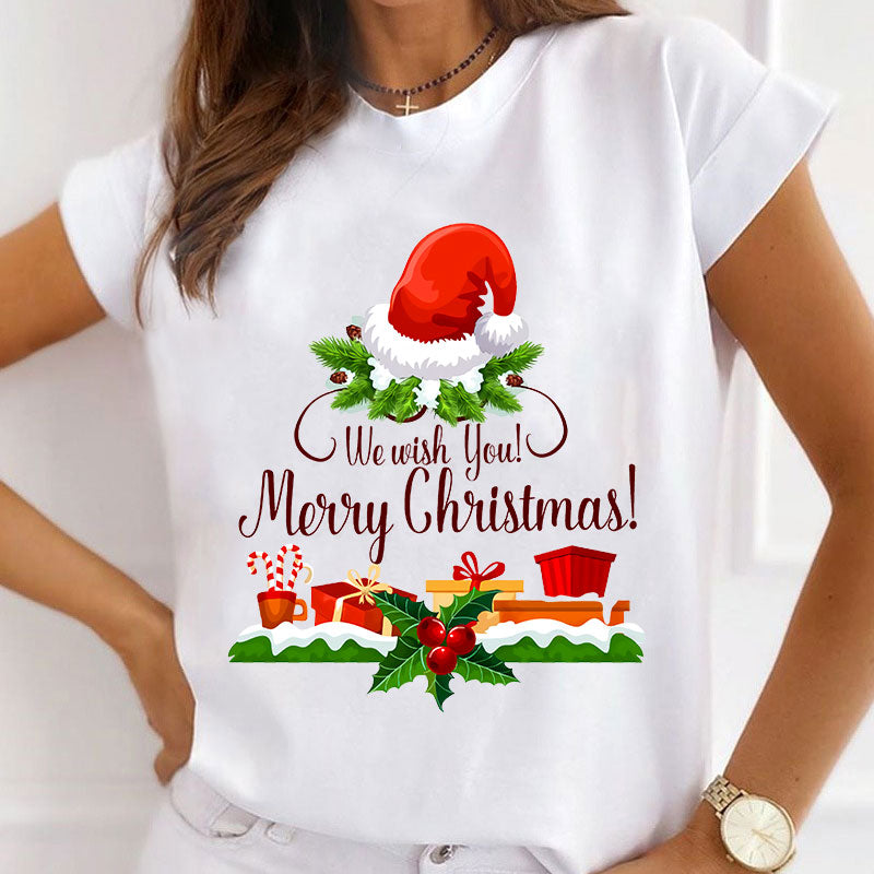 Gorgeous Christmas Women White T-Shirt A