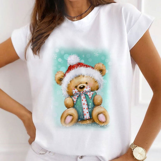 2021 Christmas Fashion White T-Shirt D