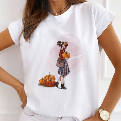 Happy Autumn White T-Shirt B