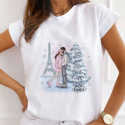 HAPPY 2021 Christmas Women White T-Shirt V