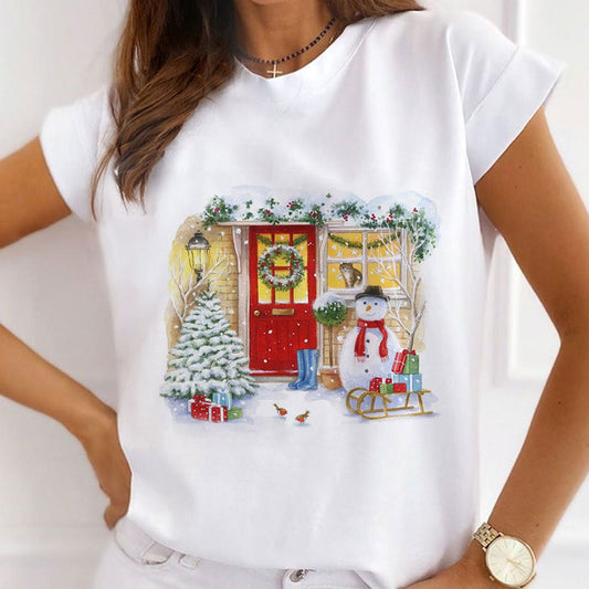 2021 Christmas Fashion White T-Shirt E