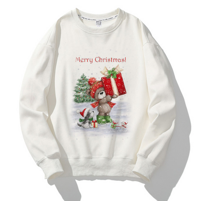 Lovely Christmas O-Neck White Sweater X