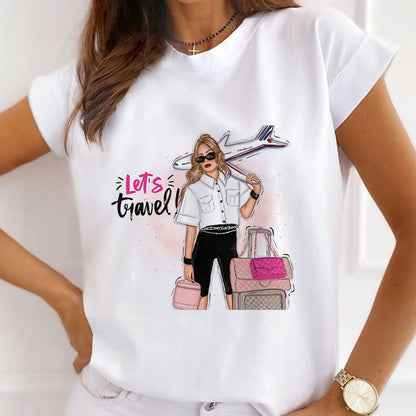 Style H: Travel To Different Cities Women White T-Shirt