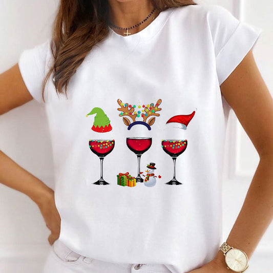 2021 Fashion Christmas White Shirt For Ladies S