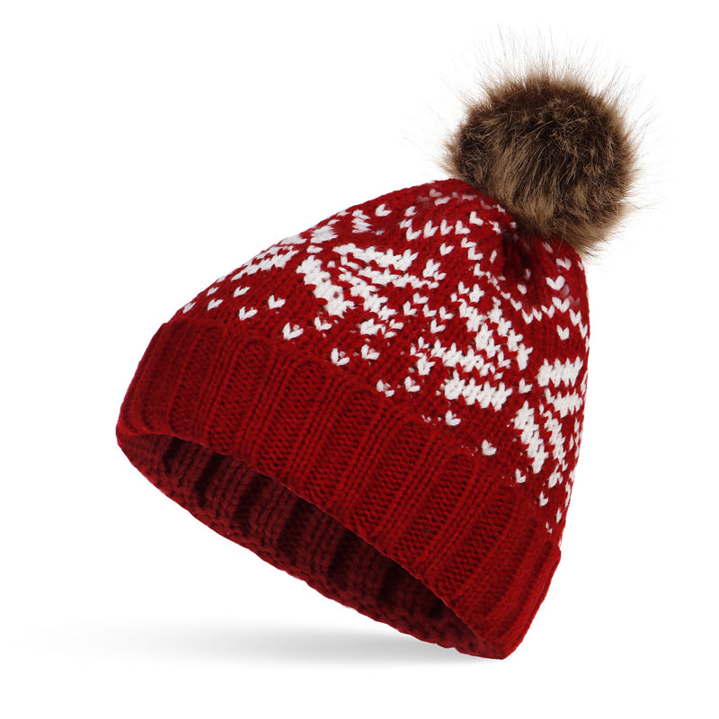Christmas Knitted Hat With Plush Ball