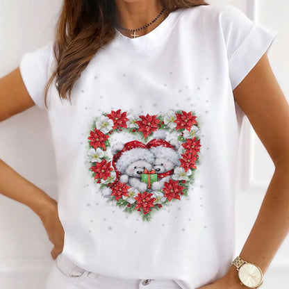 Merry Christmas Women White T-Shirt K