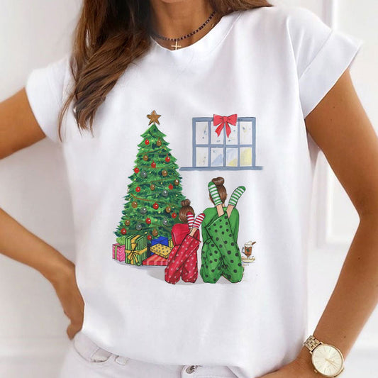 Merry Christmas Ladies White T-Shirt O