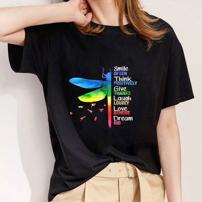 Pretty Dragonfly Women Black T-Shirt B