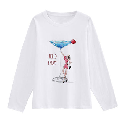 Hello ¡±Friday¡° Women White T-shirt O