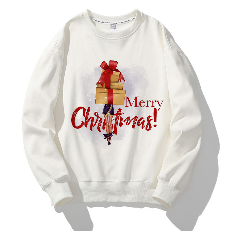 Merry Christmas O-Neck White Sweater J
