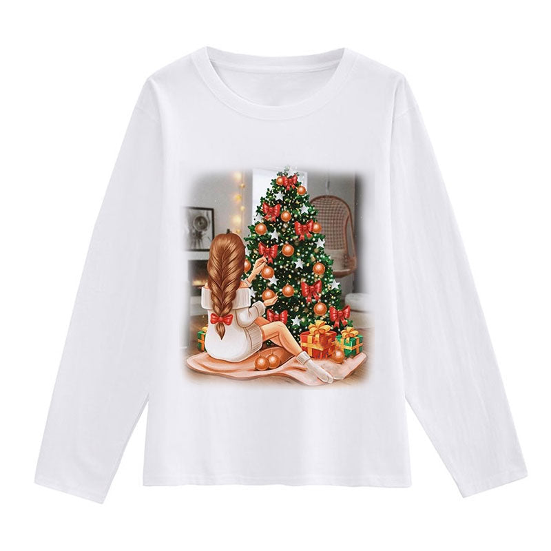 Merry Christmas Women White T-Shirt E