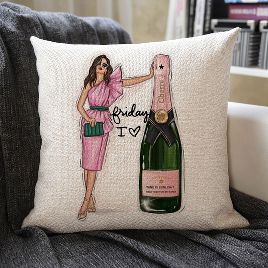 Celebration With Champagne Linen Pillowcase