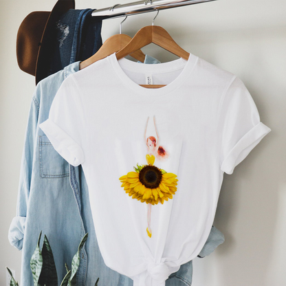 Sunflower Girl White T-Shirt A