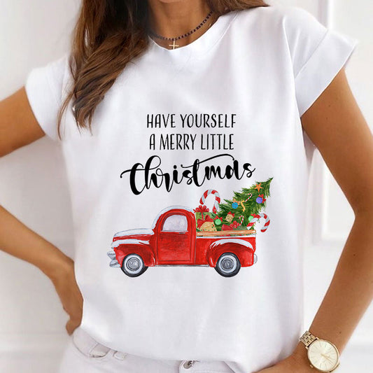 Merry Christmas Ladies White T-Shirt P