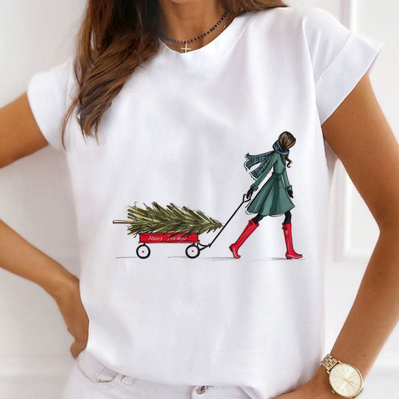 HELLO 2021 Christmas Women White T-Shirt N